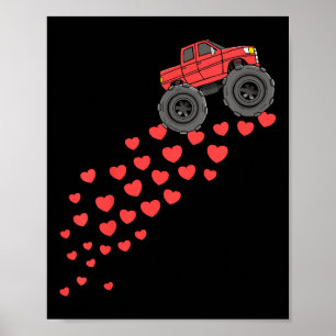 Boys Valentines Day Monster Truck Hearts Toddler G Poster