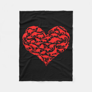 Boys Valentines Day Shirt - Dinosaur Heart Kids Di Fleece Blanket