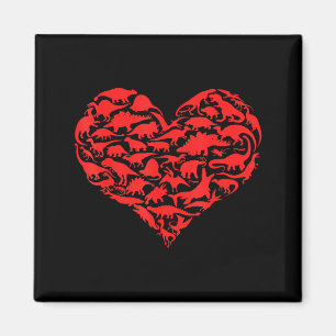 Boys Valentines Day Shirt - Dinosaur Heart Kids Di Magnet