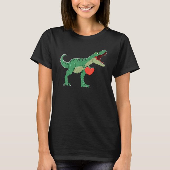 Boys Valentines Day Shirt Kids T Rex Dinosaur I St (Front)