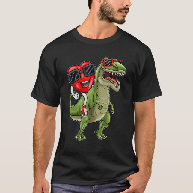 Boys Valentines Day Shirt Kids T-Rex Dinosaur I St (Front)