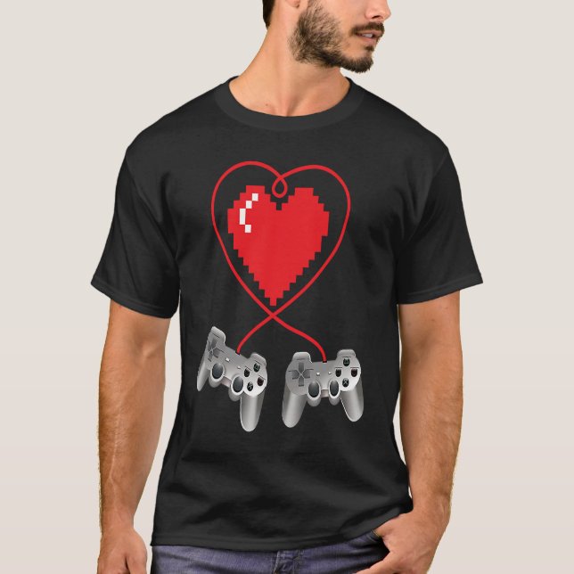 Boys Valentines Day Video Game Controller Heart Ga T-Shirt (Front)
