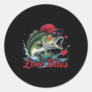 Boys Valentines Fishing B Valentine Love Funny Men Classic Round Sticker