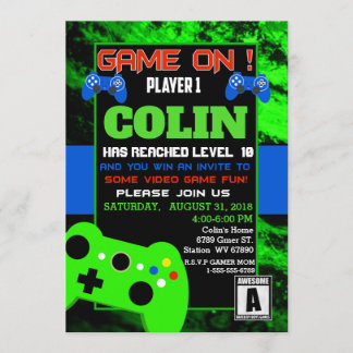 Boys Video Game Birthday Party Invitation