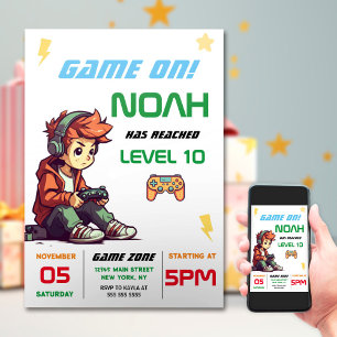 Boys Video Game Birthday Party Invitation