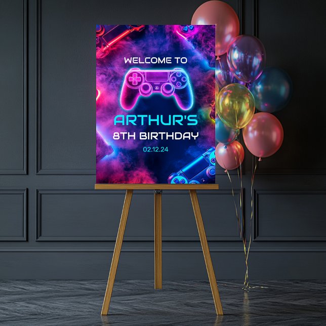 Boys Video Gaming Birthday Party Welcome Poster (Creator Uploaded)