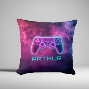 Boys Video Gaming Neon Personalised Cushion