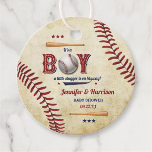 Boys Vintage Baseball Baby Shower Favour Tags