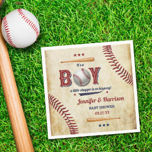Boys Vintage Baseball Baby Shower Napkin