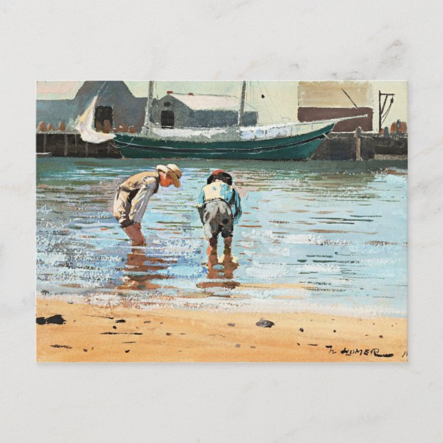 Boys Wading, famous artwork by Winslow Homer  Postcard (Front)