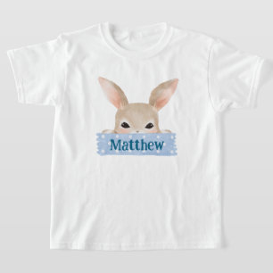 Boys Watercolor Blue Easter Bunny  T-Shirt