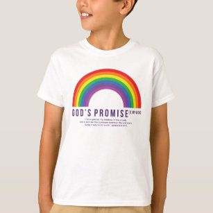 Boy's White T-Shirt Rainbow God's Promise w/Scrip
