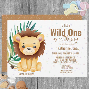 Boys Wild One Lion Baby Shower   Invitation