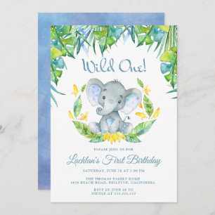 Boys Wild One Safari 1st Birthday Party Invitation