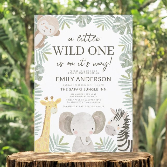 Boys Wild One Safari Animals Baby Shower Invitation (Creator Uploaded)