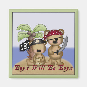 Boys Will Be Boys Lil Pirate Bears Magnet