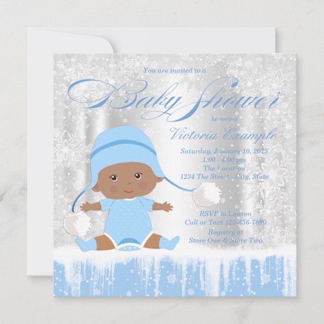 Boys Winter Wonderland Snow Baby Shower Invitation (Front)