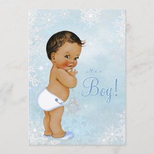 Boys Winter Wonderland Snowflake Baby Shower Invitation