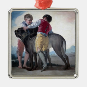 Boys With a Mastiff Dog (by Francisco Goya) Metal Ornament