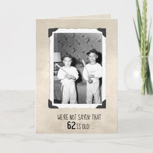 Boys With Baseball Bats 62nd Birthday  Card (Front)