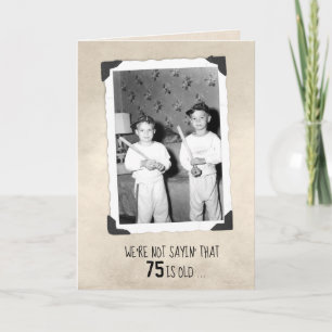Boys With Baseball Bats 75th Birthday Humour Card