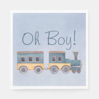 Boy's Wooden Toys Blue Baby Shower Napkin