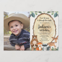 Boys woodland animals rustic forest birthday photo