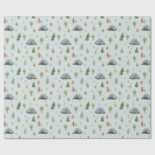 Boys Woodland Bears Forest Camping Birthday Wrapping Paper