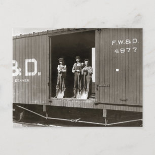 Boys Working on Railroad Car, 1910 Postcard