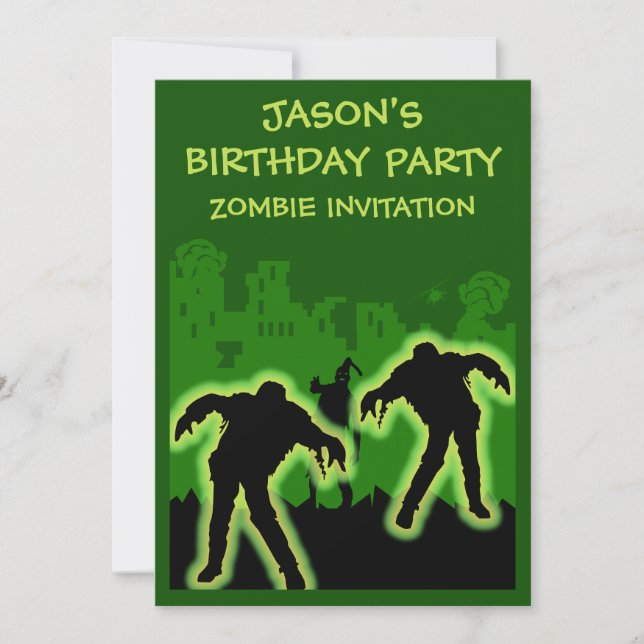Boys Zombie Birthday Invitation (Front)