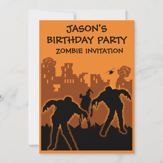 Boys Zombie Birthday Invitation (Front)