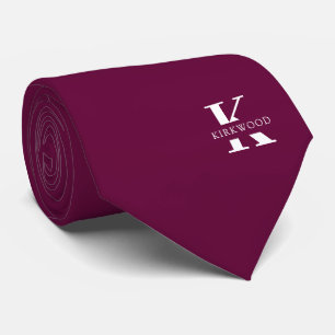 Boysenberry Elegant Monogram+Name Two-Sided Tie
