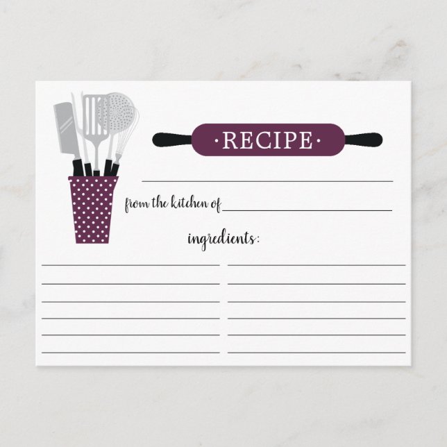 Boysenberry Rolling Pin Kitchen Tools Recipe Card (Front)