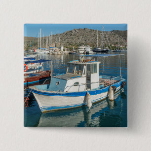 Bozburun Harbour Near Marmaris, Turkey 15 Cm Square Badge