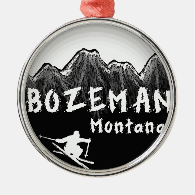 Bozeman Montana artistic skier Metal Tree Decoration (Front)