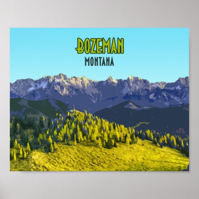 Bozeman Montana Mountains Vintage Poster (Front)