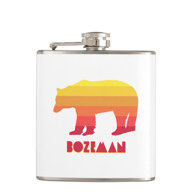 Bozeman Montana Rainbow Bear Hip Flask (Front)