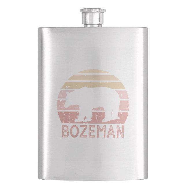 Bozeman Montana Retro Bear Hip Flask (Front)