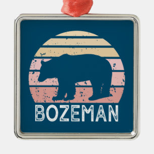 Bozeman Montana Retro Bear Metal Ornament