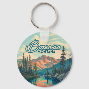 Bozeman Montana Rocky Mountains Vintage Key Ring