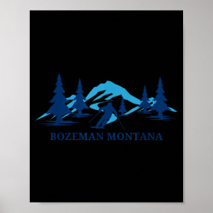 Bozeman montana ski resort skiing skier poster