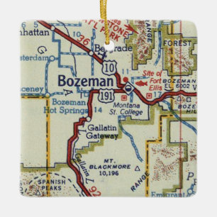 Bozeman MT Vintage Map Ceramic Ornament