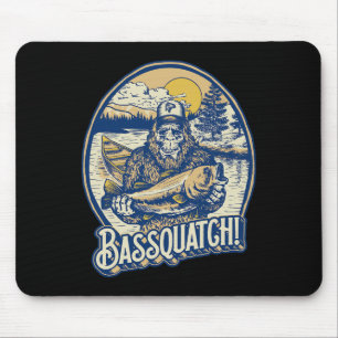 Bquatch! B Fisherman Sasquatch Funny Bigfoot Fishi Mouse Pad