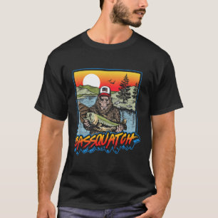 Bquatch! Funny B Fishing Sasquatch Retro 80s Fishe T-Shirt