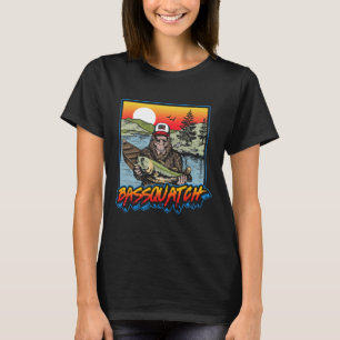 Bquatch! Funny B Fishing Sasquatch Retro 80s Fishe T-Shirt