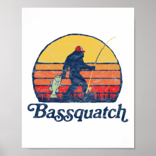 Bquatch! Funny Bigfoot Fishing Outdoor Retro 1 Poster