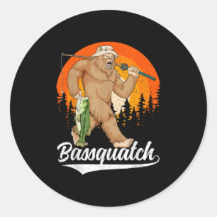 Bquatch Funny Bigfoot Fishing Outdoor Retro B Fish Classic Round Sticker