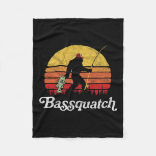 Bquatch! Funny Bigfoot Fishing Outdoor Retro Fleece Blanket