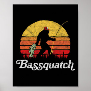 Bquatch! Funny Bigfoot Fishing Outdoor Retro Poster