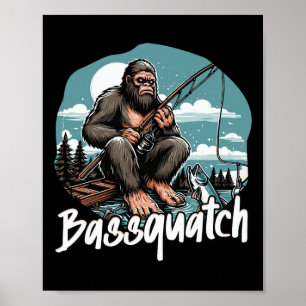 Bquatch! Funny Fishing Outdoor Retro Fisherman Gif Poster